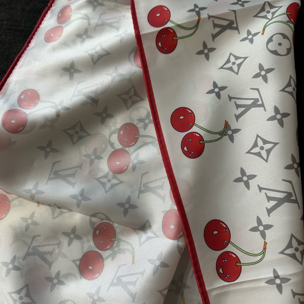 Louis Vuitton Red and White Cherry Scarf - Picture 8 of 11